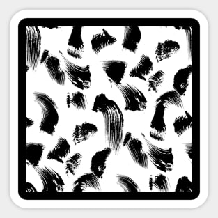 Black over White Brushtroke Dots Sticker